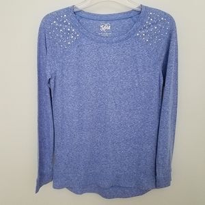Justice Girls Long Sleeve Blue‎ Embellished Top Shirt New